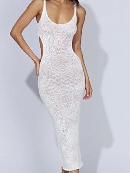 Backless Hollow Out Midi Dress
