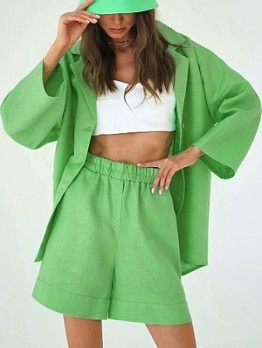 Wide Leg Blazer Shorts Set