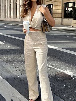 Low cut Sleeveless Two-Piece pants sets