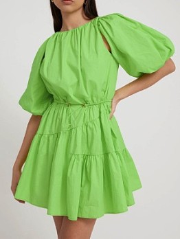  Summer Puff Sleeve Backless Short Dress