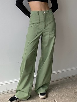  Women's Green Loose Casual Pants