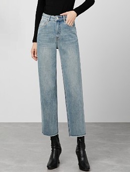 Spring Blue Cropped Denim Jean Pants