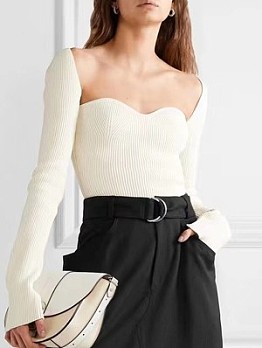  Knitting slim long sleeve slit t shirts
