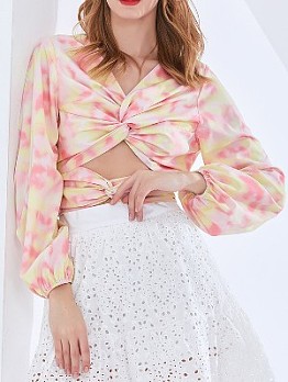  Spring Lantern Sleeve cut out blouse