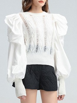 Fashion Hollow Out Lantern Sleeve Top