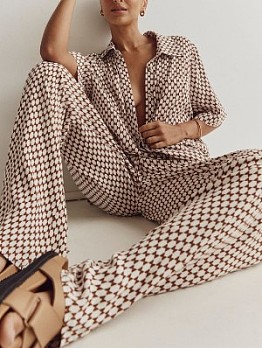  Women's Brown Digital Printing Trouser Sets