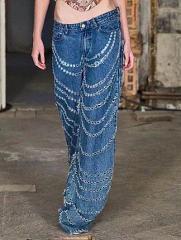 Ripped Hole Loose Straight Leg Jeans