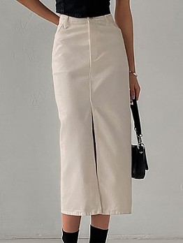  French Pure Color Slit skirts