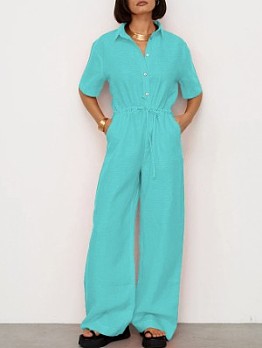 Women's Casual Turndown Neck Jumpsuit