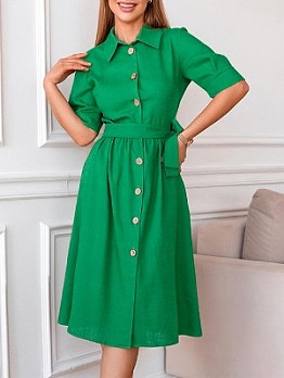 Cotton shirt knee length dress
