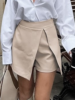  Irregular Pure Color Trouser Skirt