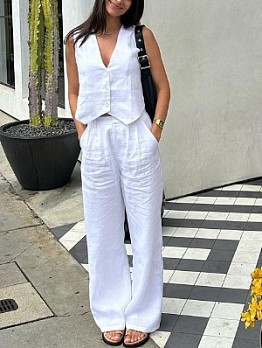 White Vest Top And Loose Trousers Suit